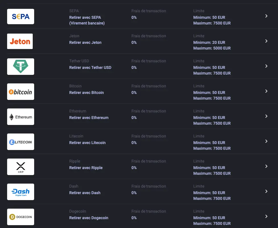 MyStake retraits