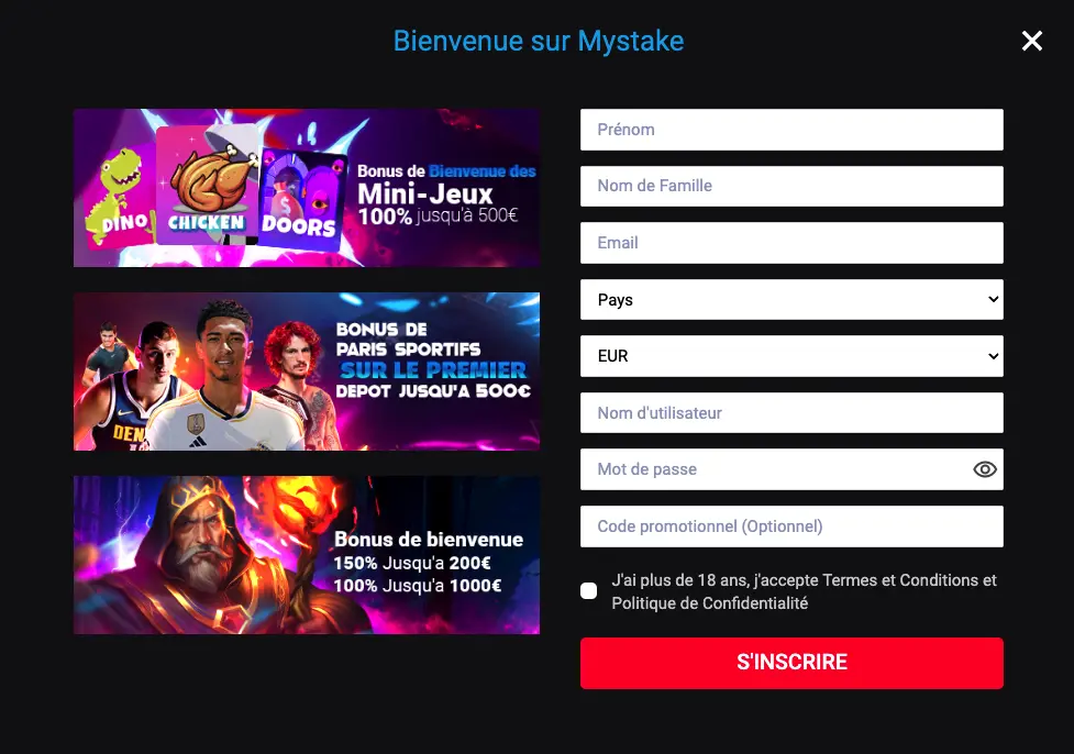 MyStake s'inscrire